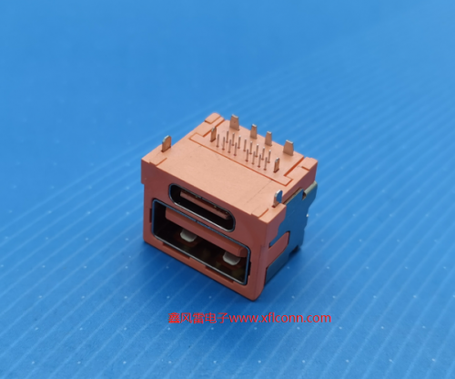 19018-UCAF001-X(USB2.0反向大电流+TYPE C 16P双层90度母座)