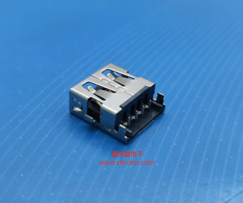 深圳17002-U2AF001-X(USB 2.0 AF 90°DIP 沉板2.16 直脚1.6 无卷边 CH=-0.70  锡脚长1.5 L=13.9)跑马灯USB