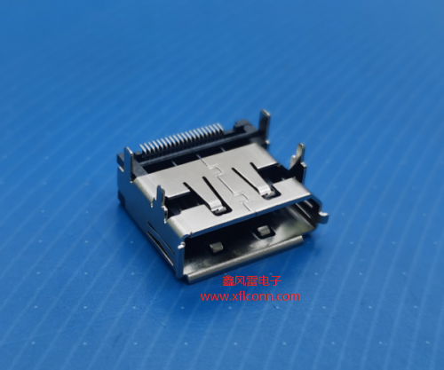 汕头17005-DPAF001-B(DisplayPort 20PIN 母座 有卷边 SMT 卧贴式 无柱 四脚插板有后盖）带TID认证