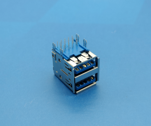8005F-2000016-D(双层USB 3.0 鱼叉脚有翻边 间距12.8）常做