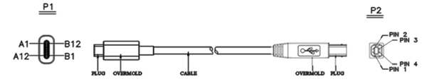 USB2.0 type c打印线接线图